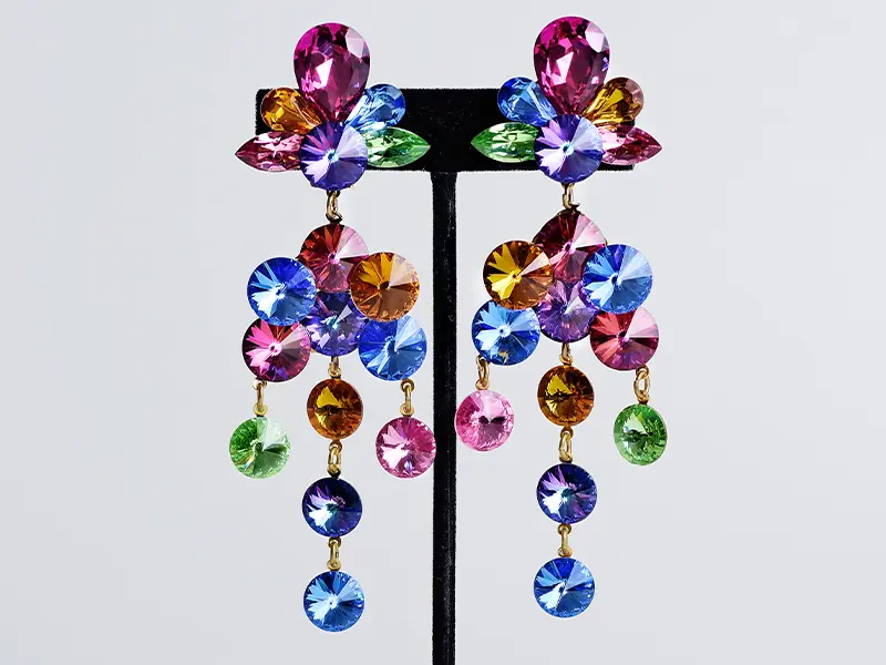 Peacock Multicolor Chandelier Earrings